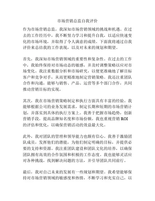 市场营销总监自我评价