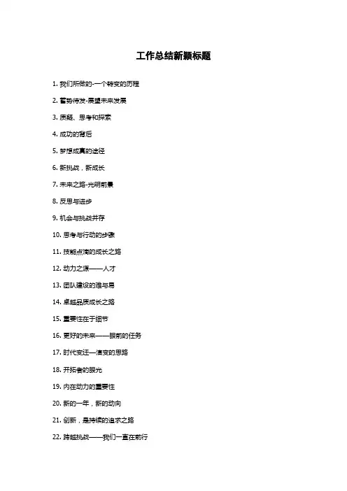 工作总结新颖标题