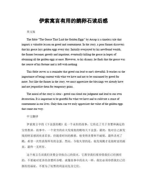 伊索寓言有用的鹅卵石读后感