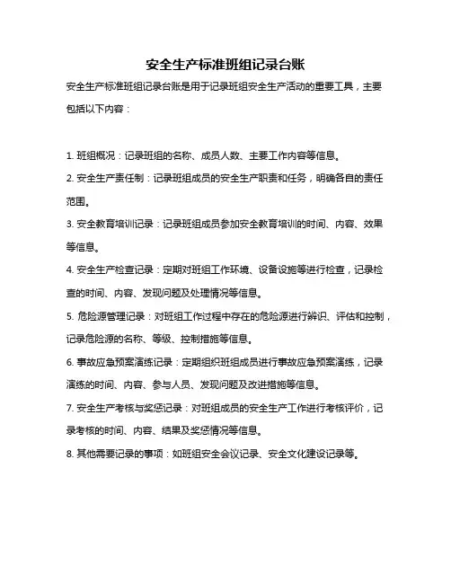 安全生产标准班组记录台账
