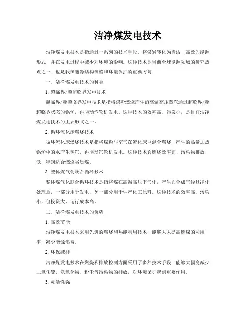 洁净煤发电技术