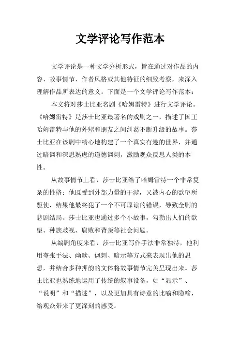文学评论写作范本