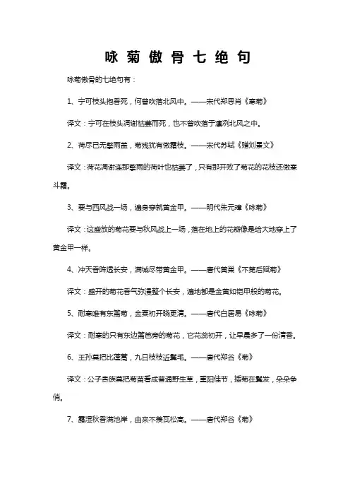 咏菊傲骨七绝句