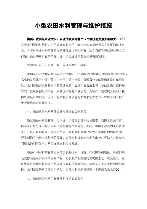 小型农田水利管理与维护措施