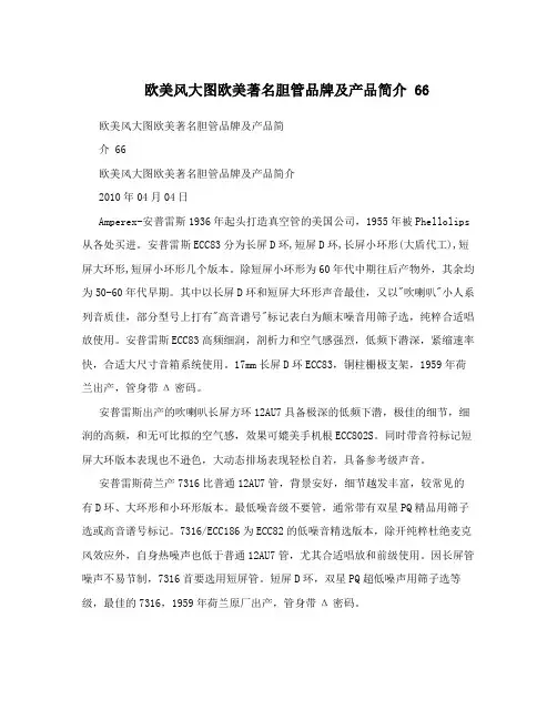 欧美风大图欧美著名胆管品牌及产品简介 66