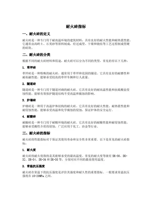 耐火砖指标