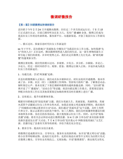 微调研微报告范文