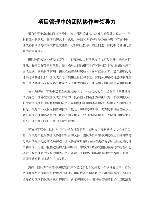 项目管理中的团队协作与领导力