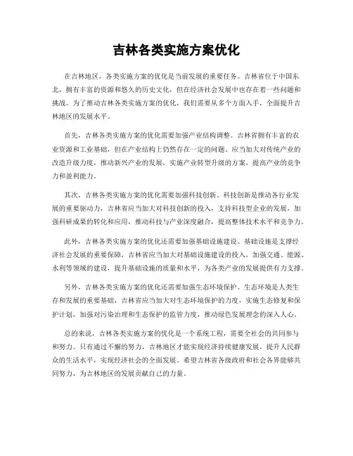 吉林各类实施方案优化