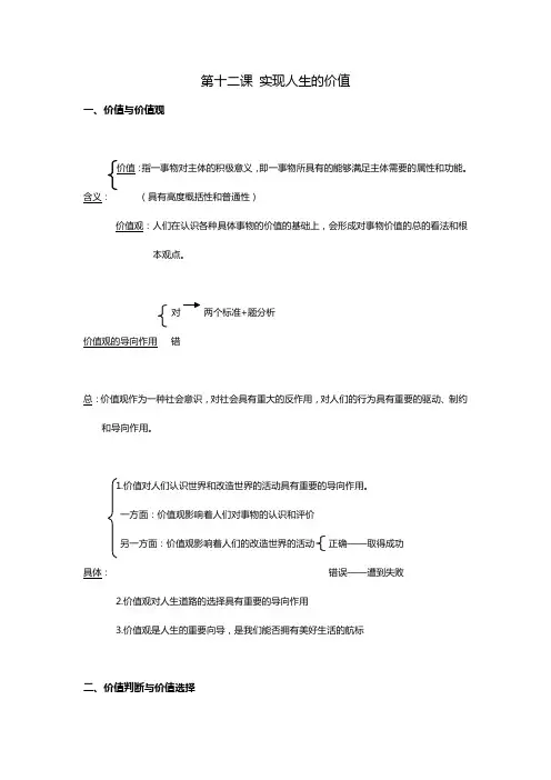 第十二课 实现人生的价值