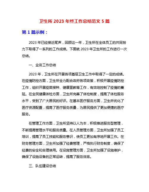 卫生所2023年终工作总结范文5篇