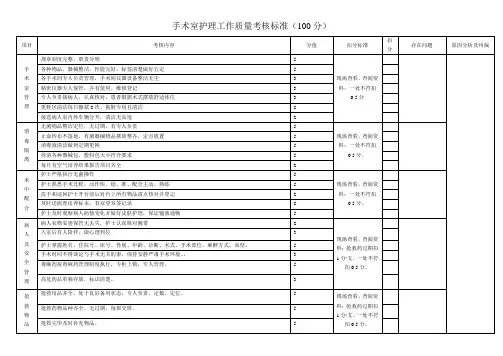 手术室护理工作质量考核标准
