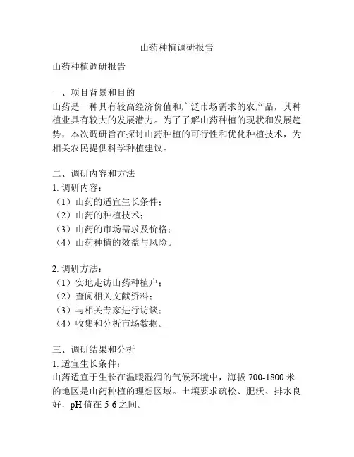 山药种植调研报告