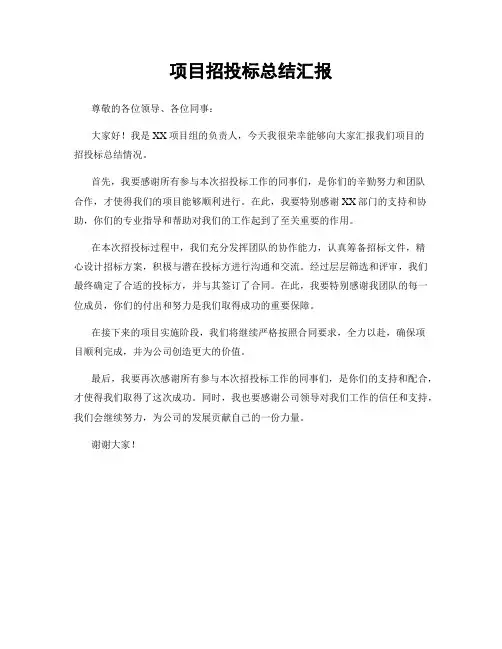 项目招投标总结汇报
