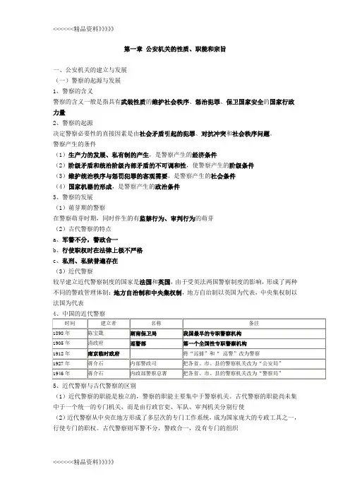人民警察专业基础知识——人民警察法要点总结教学提纲