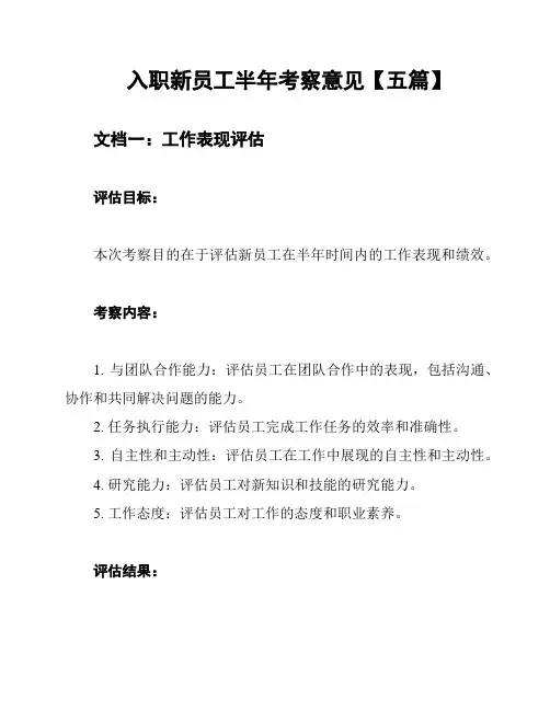 入职新员工半年考察意见【五篇】