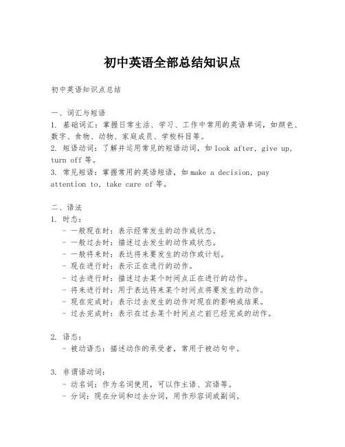 初中英语全部总结知识点