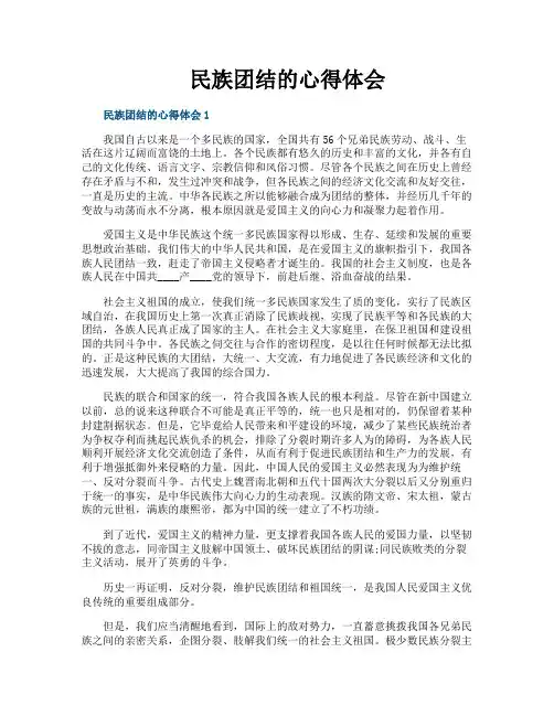 民族团结的心得体会