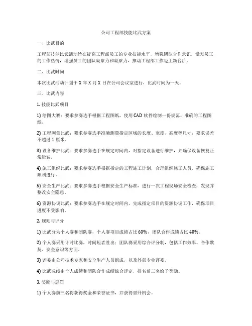 公司工程部技能比武方案
