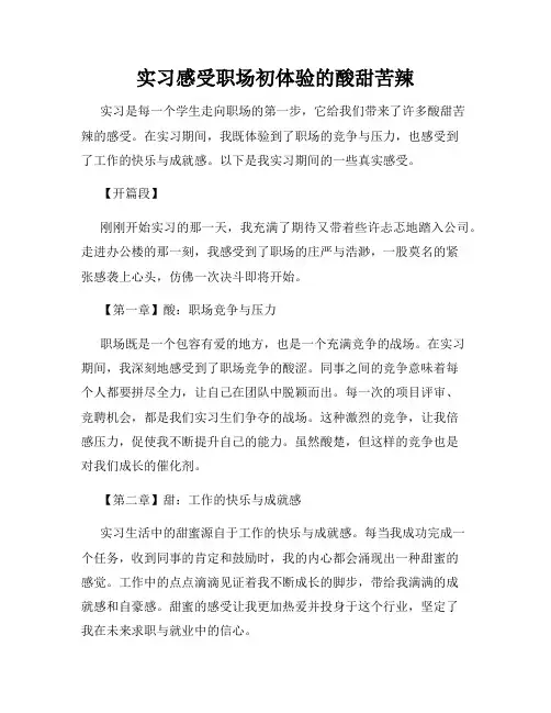 实习感受职场初体验的酸甜苦辣