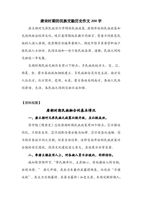唐宋时期的民族交融历史作文200字