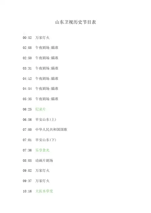 山东卫视历史节目表