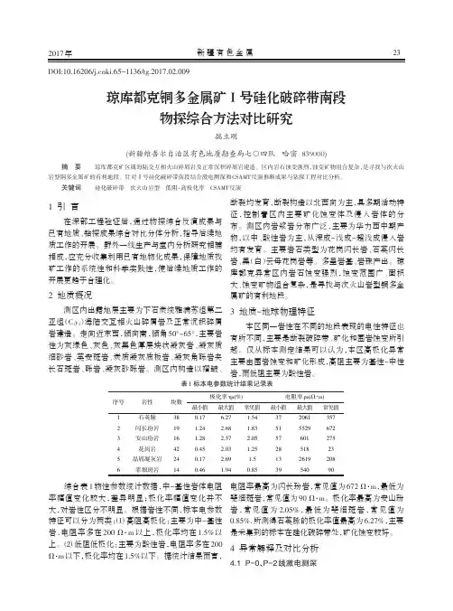 琼库都克铜多金属矿Ⅰ号硅化破碎带南段物探综合方法对比研究