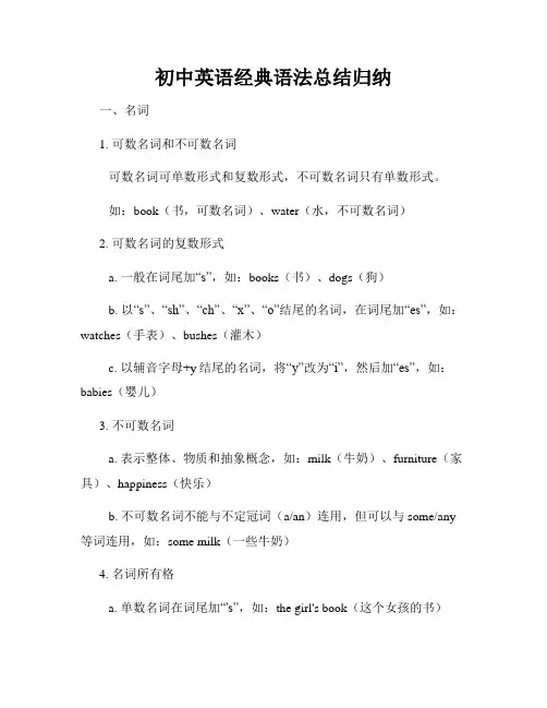 初中英语经典语法总结归纳