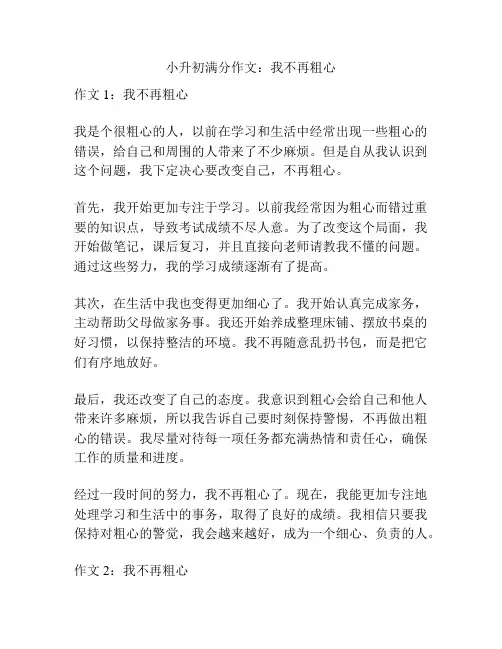 小升初满分作文：我不再粗心