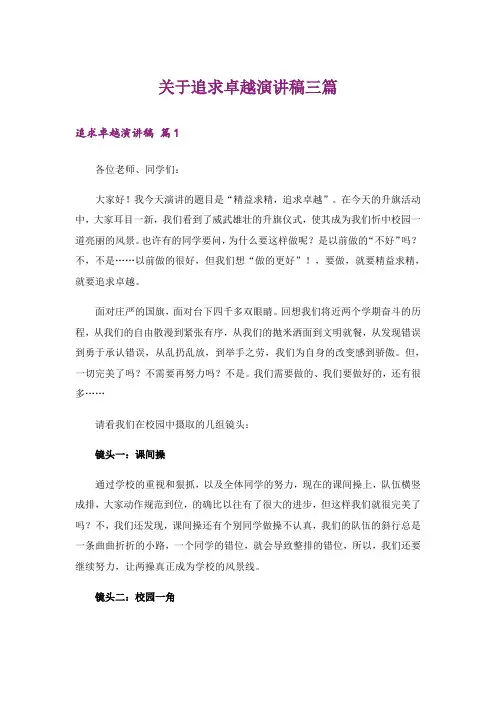 关于追求卓越演讲稿三篇