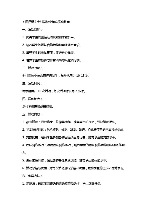 (田径组)乡村学校少年宫活动教案