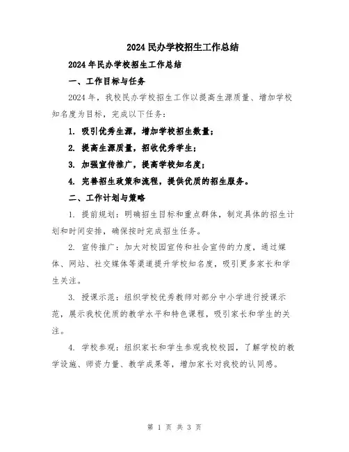 2024民办学校招生工作总结