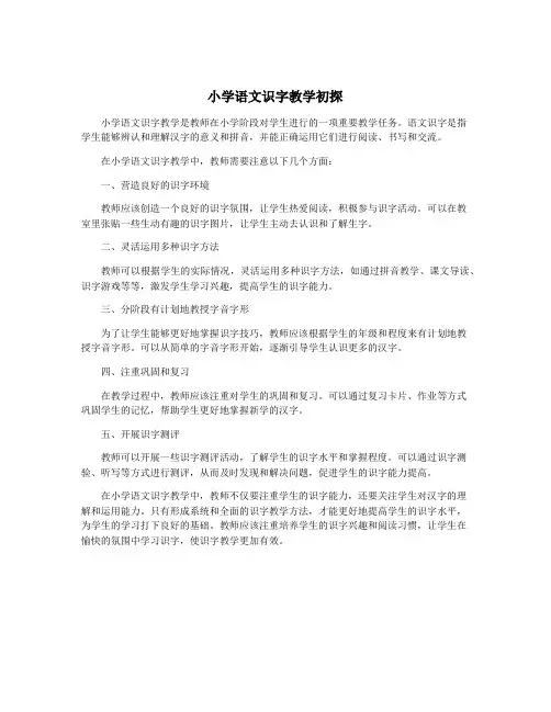 小学语文识字教学初探