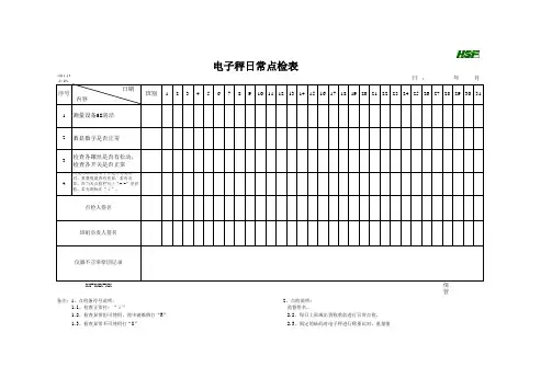 电子秤仪器日常点检记录表[空白模板]