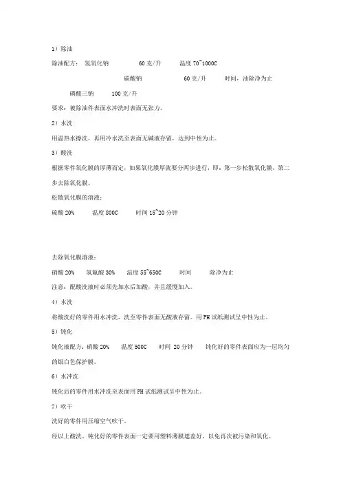 酸洗标准大全