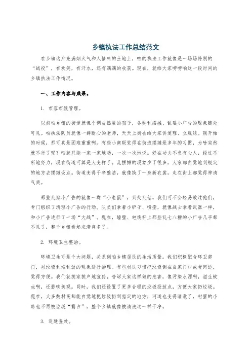 乡镇执法工作总结范文