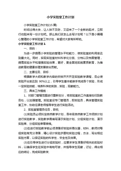 小学实验室工作计划（15篇）