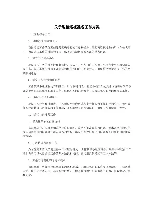关于迎接巡视准备工作方案