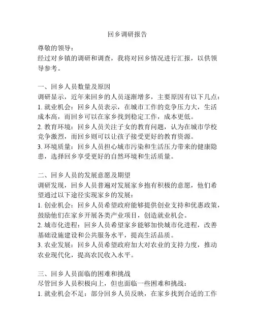 回乡调研报告