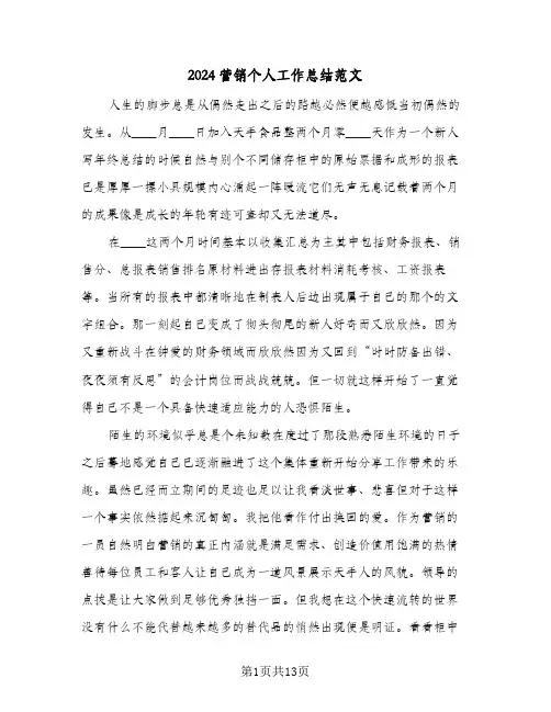 2024营销个人工作总结范文(5篇)