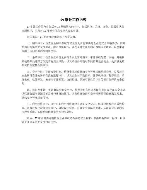it审计工作内容