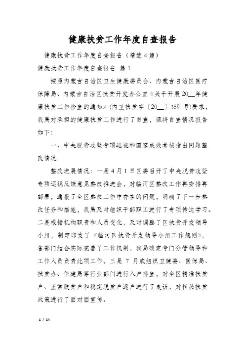 健康扶贫工作年度自查报告