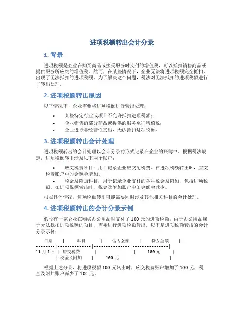 进项税额转出会计分录