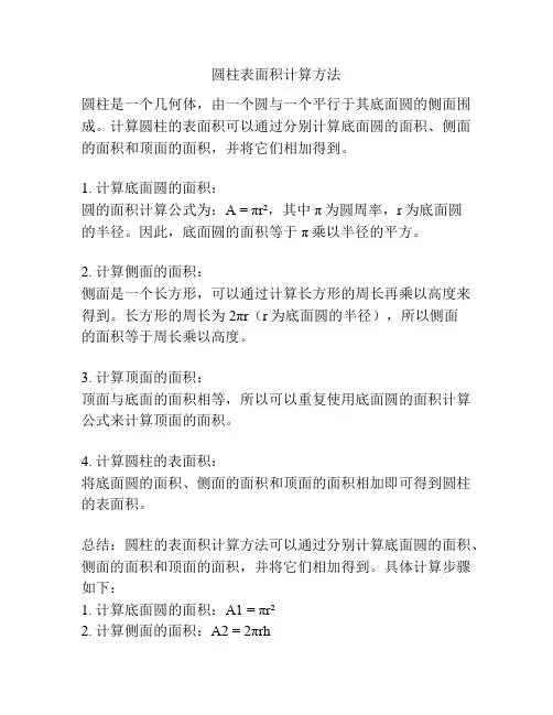 圆柱表面积计算方法