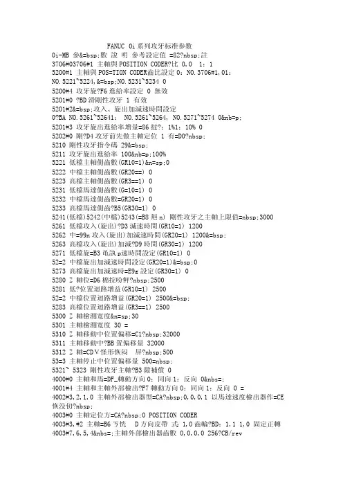 FANUC0i系列攻牙标准参数