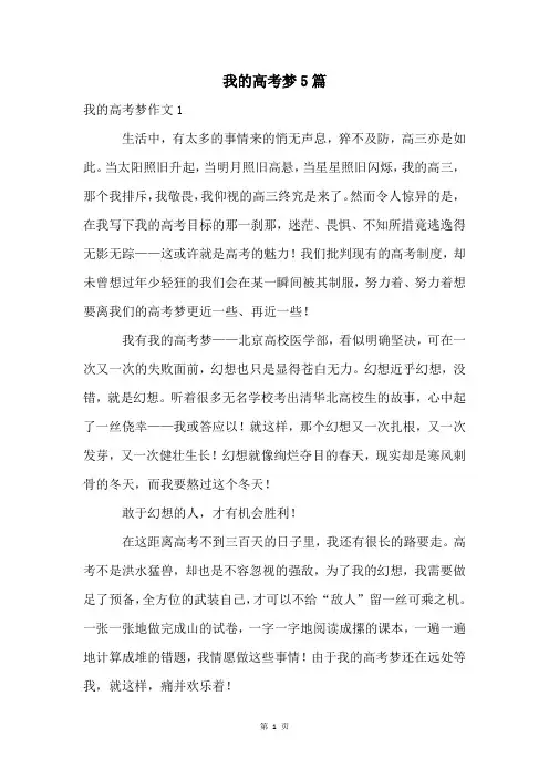 我的高考梦5篇
