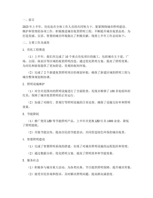 亮化处工作总结上半年