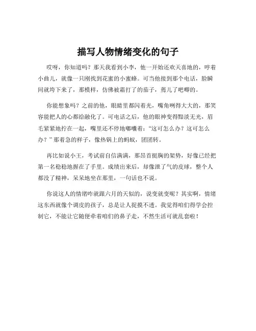 描写人物情绪变化的句子