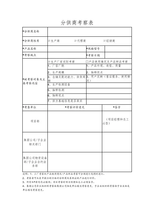 分供商考察表