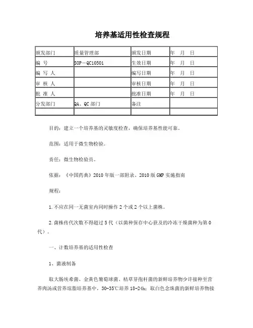 培养基适用性检查规程